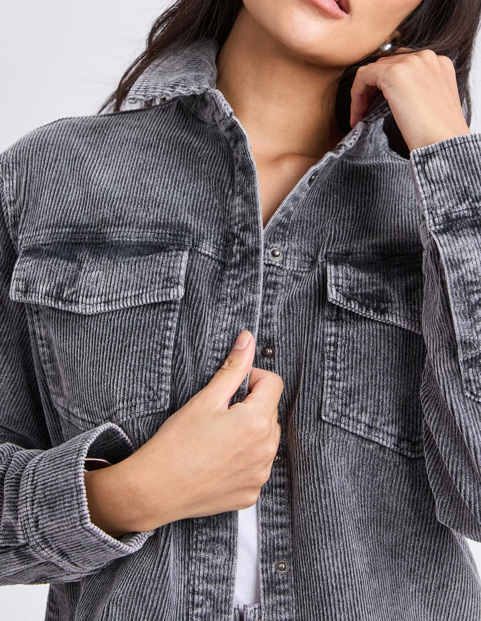 TULAROSE CORD SHIRT || WASHED BLACK