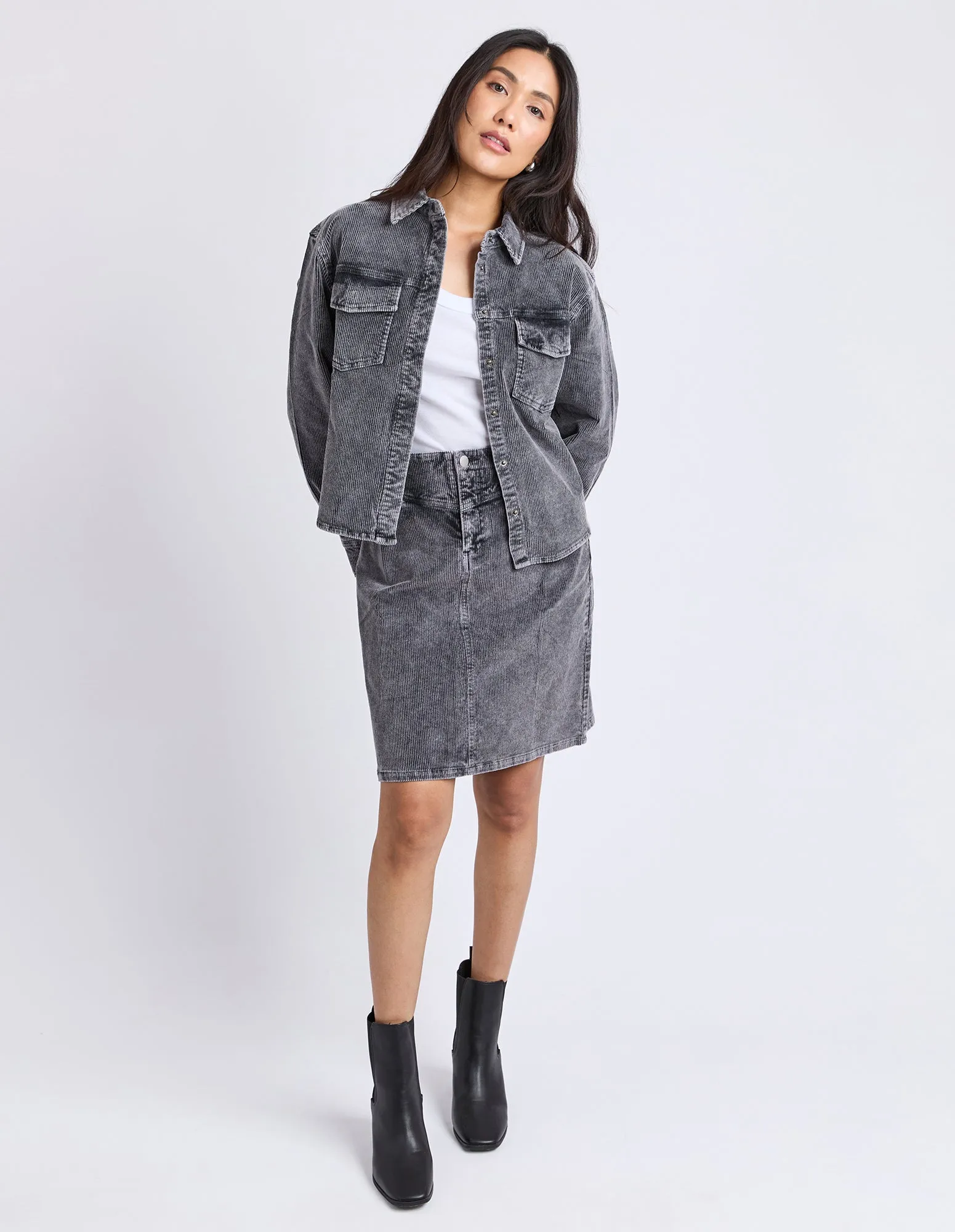 TULAROSE CORD SHIRT || WASHED BLACK