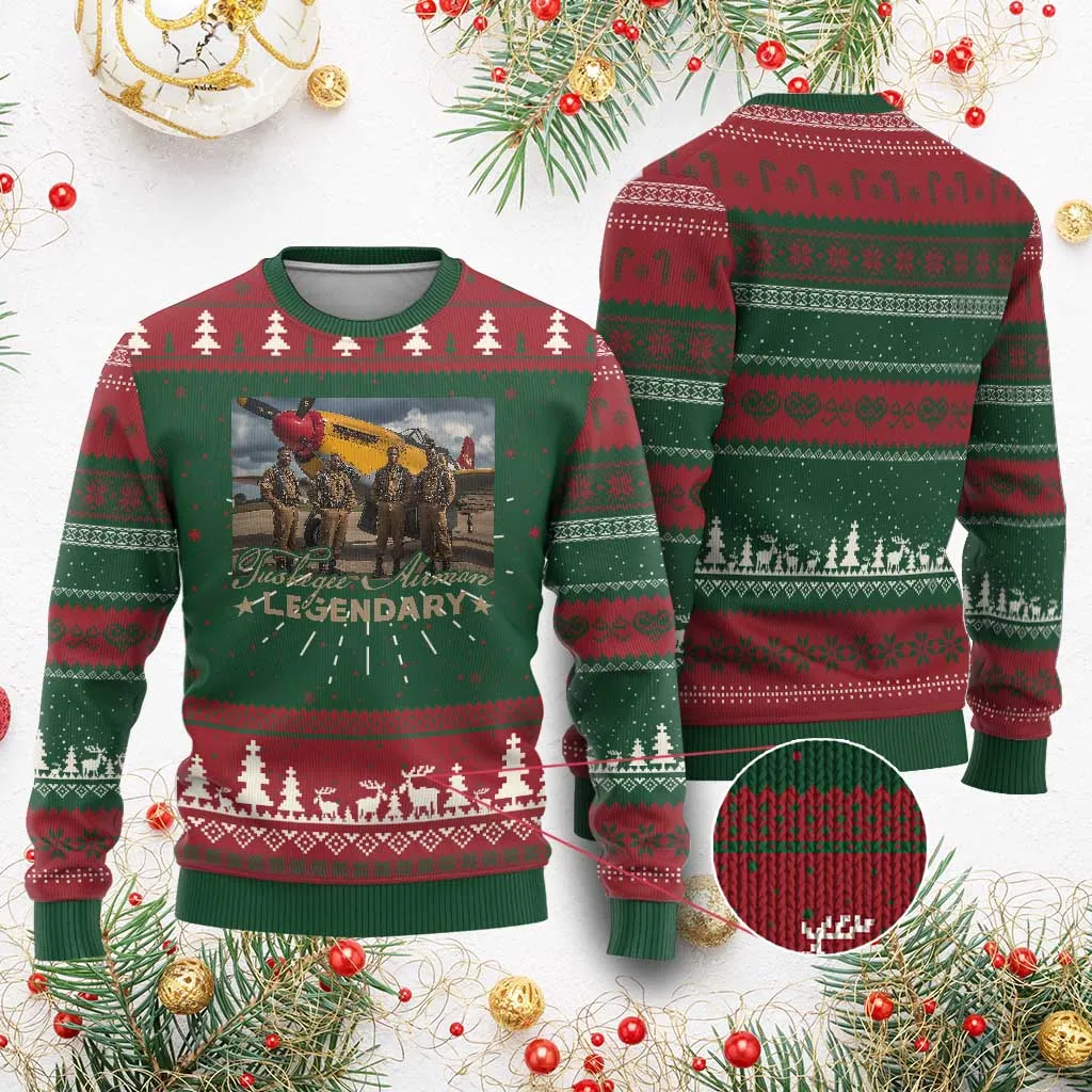 Tuskegee Airman Ugly Christmas Sweater Legendary US Pilots Black History TS09