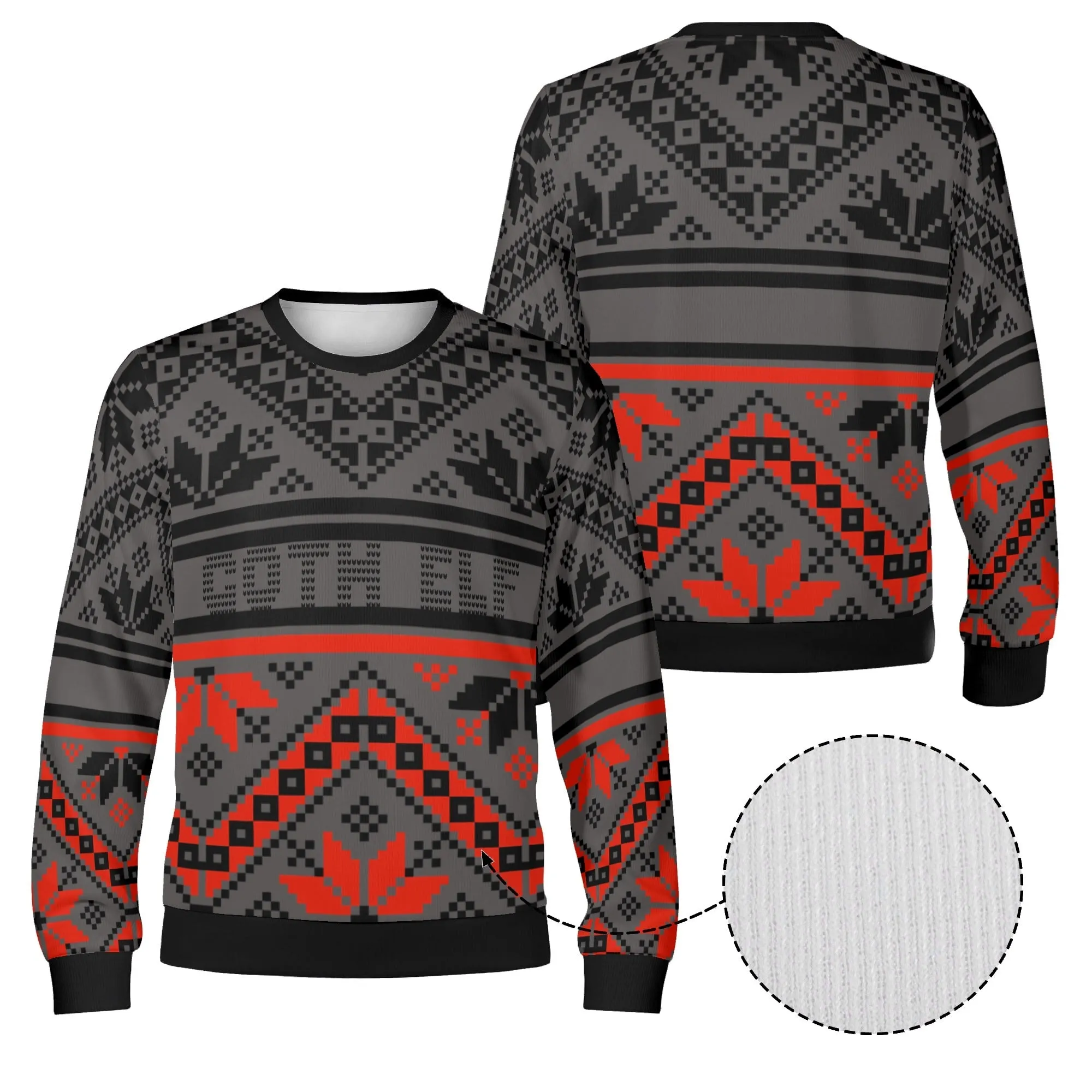 Unisex Goth Elf Printed Ugly Christmas Sweatshirt