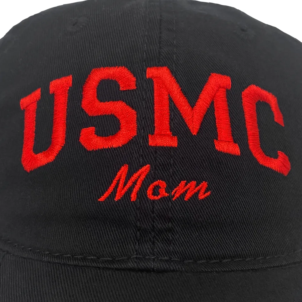 USMC Mom Relaxed Twill Hat (Black/Red)