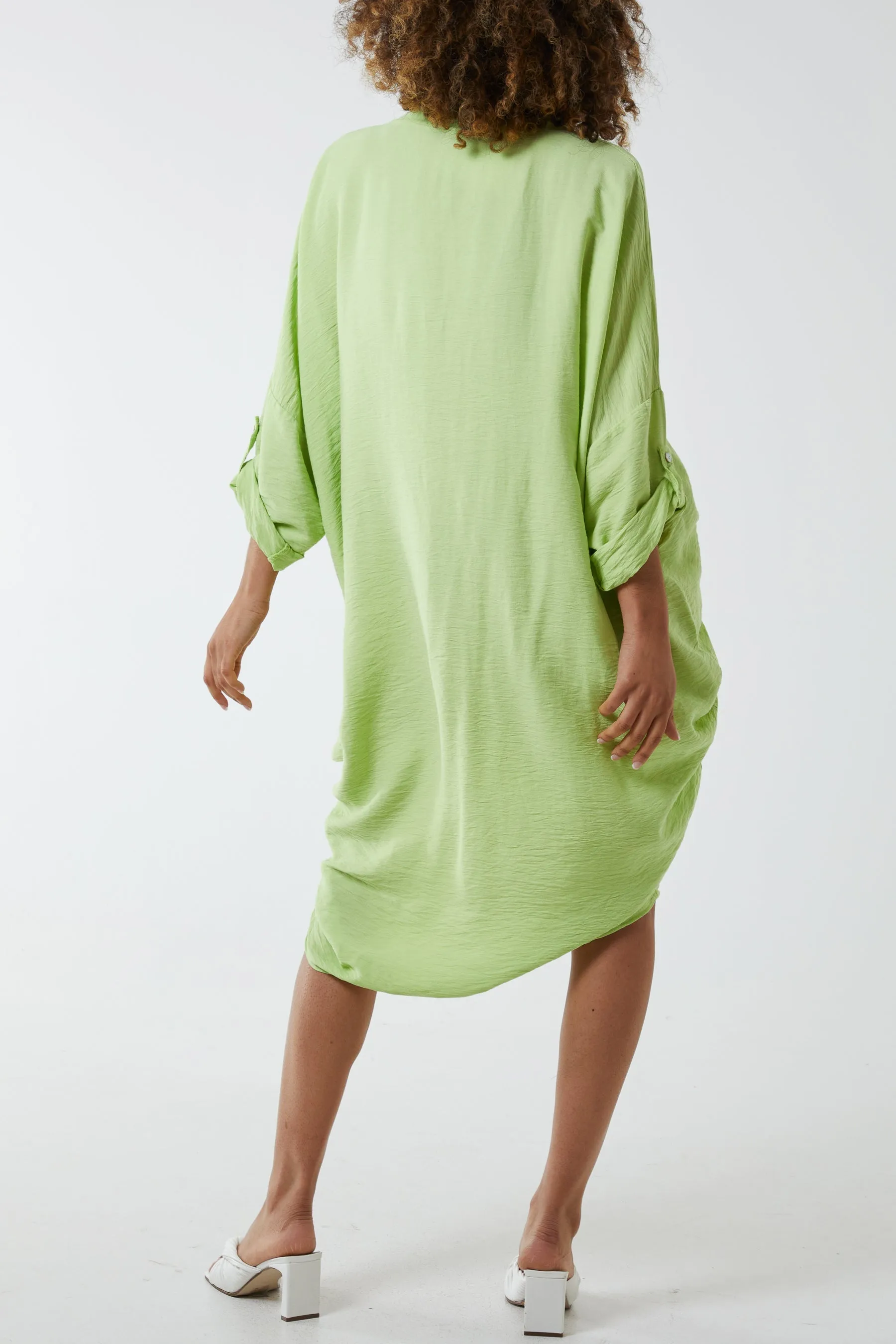 V Neck Draped Midi Dress