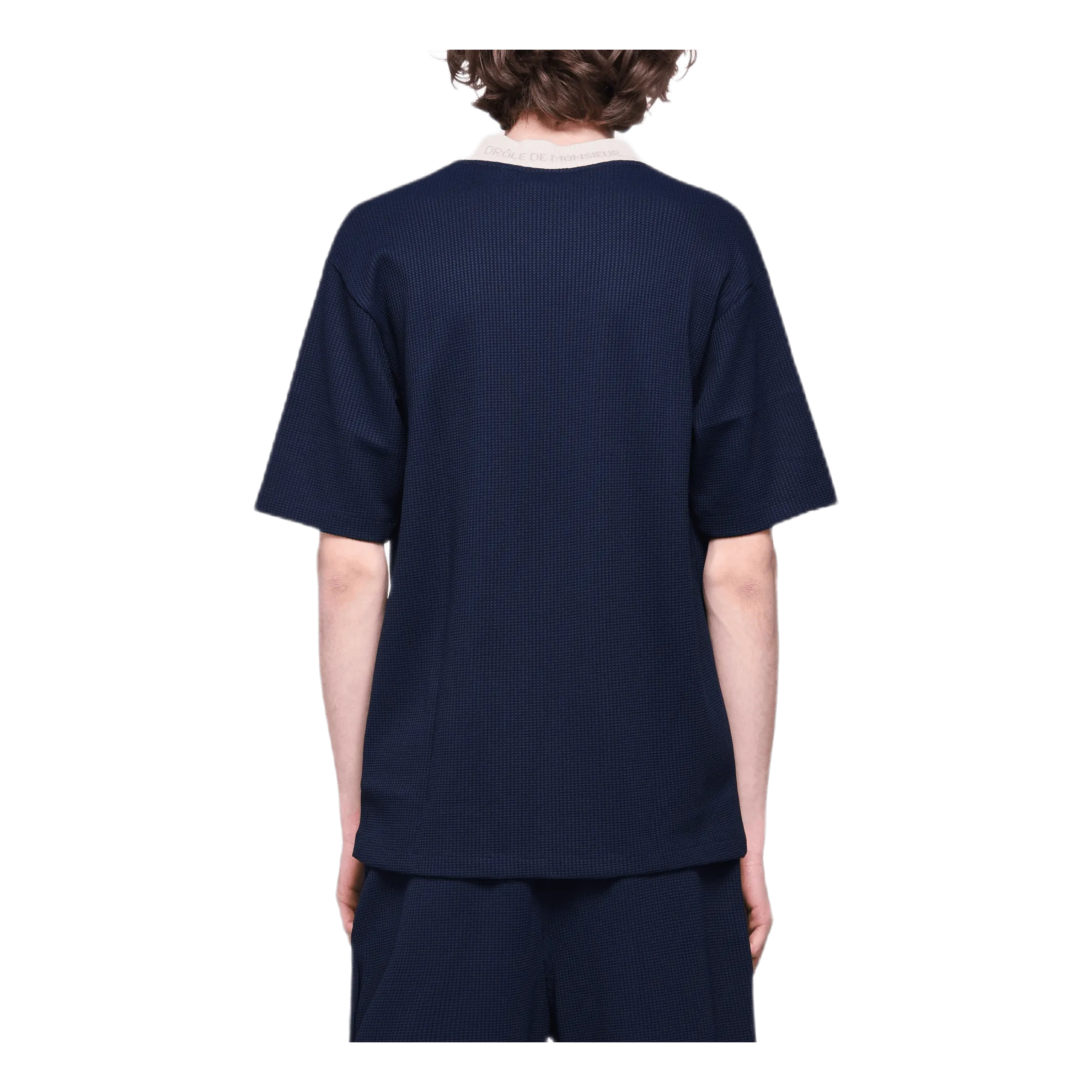 V-neck Textured T-shirt Blue