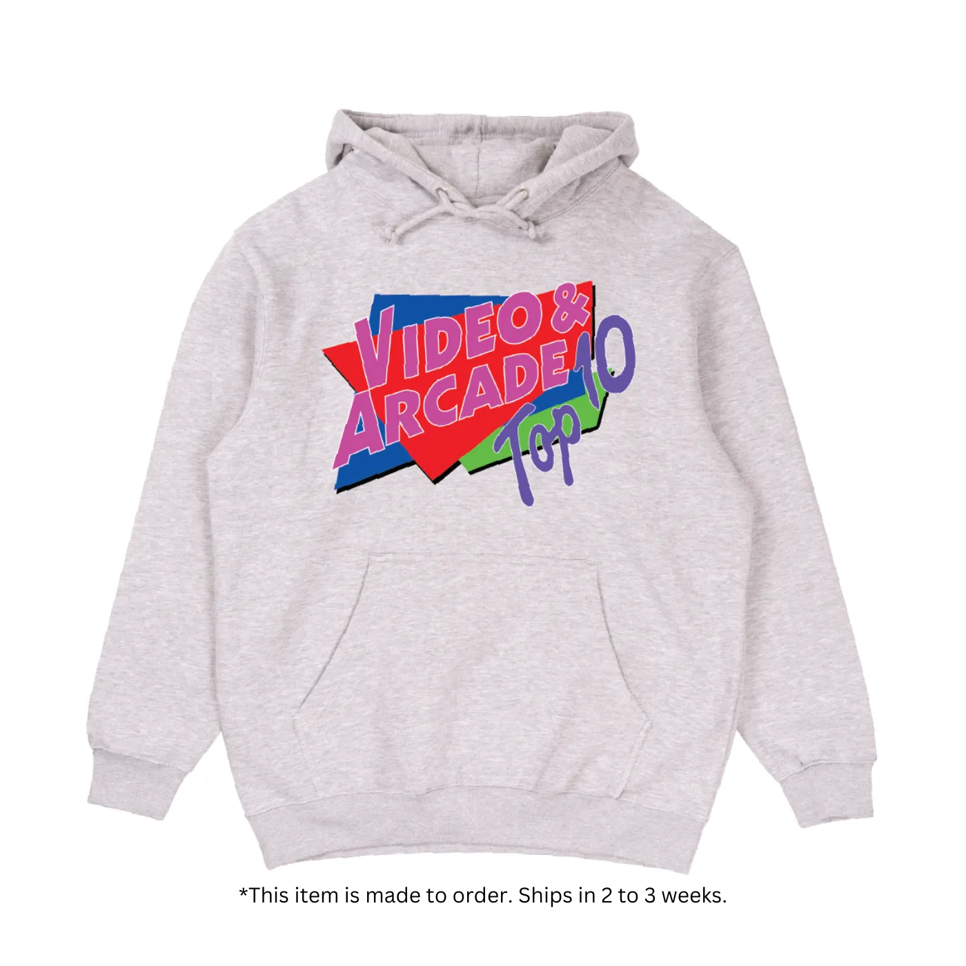 Video & Arcade Top 10 Logo Hoodie - Heather Grey (Made to Order)