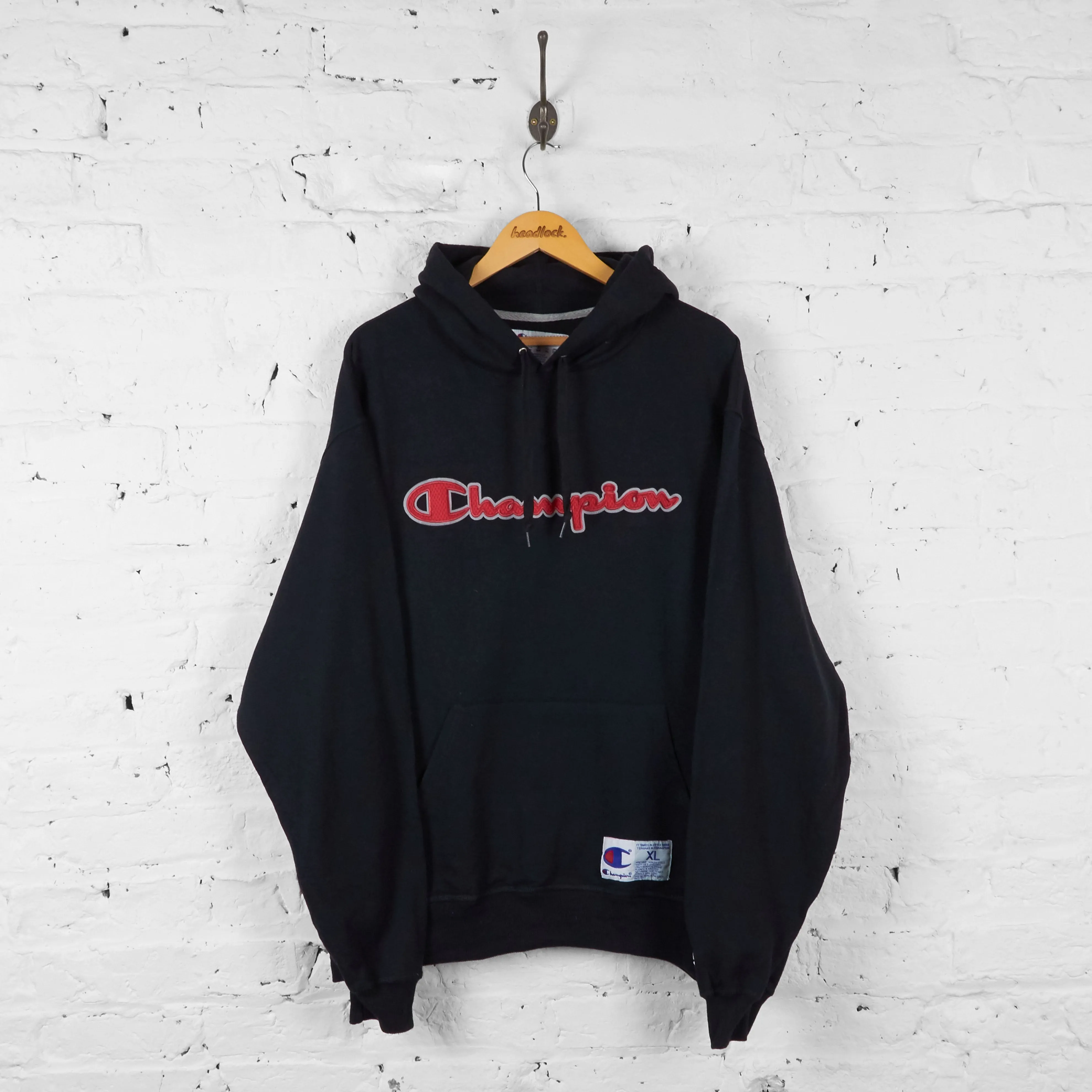 Vintage Champion Hoodie - Black - XL
