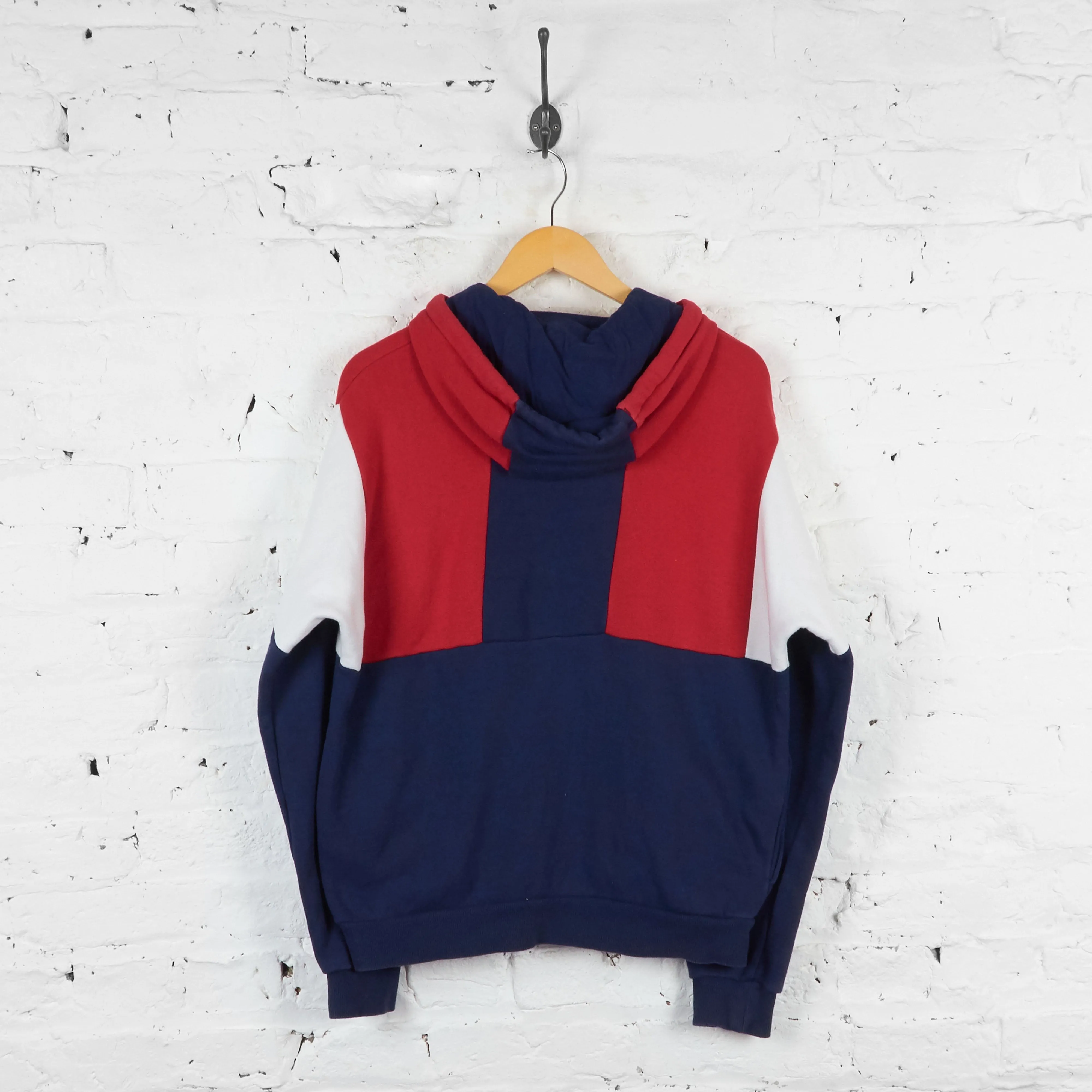 Vintage Fila Colour Block Hoodie - Red/Blue - M