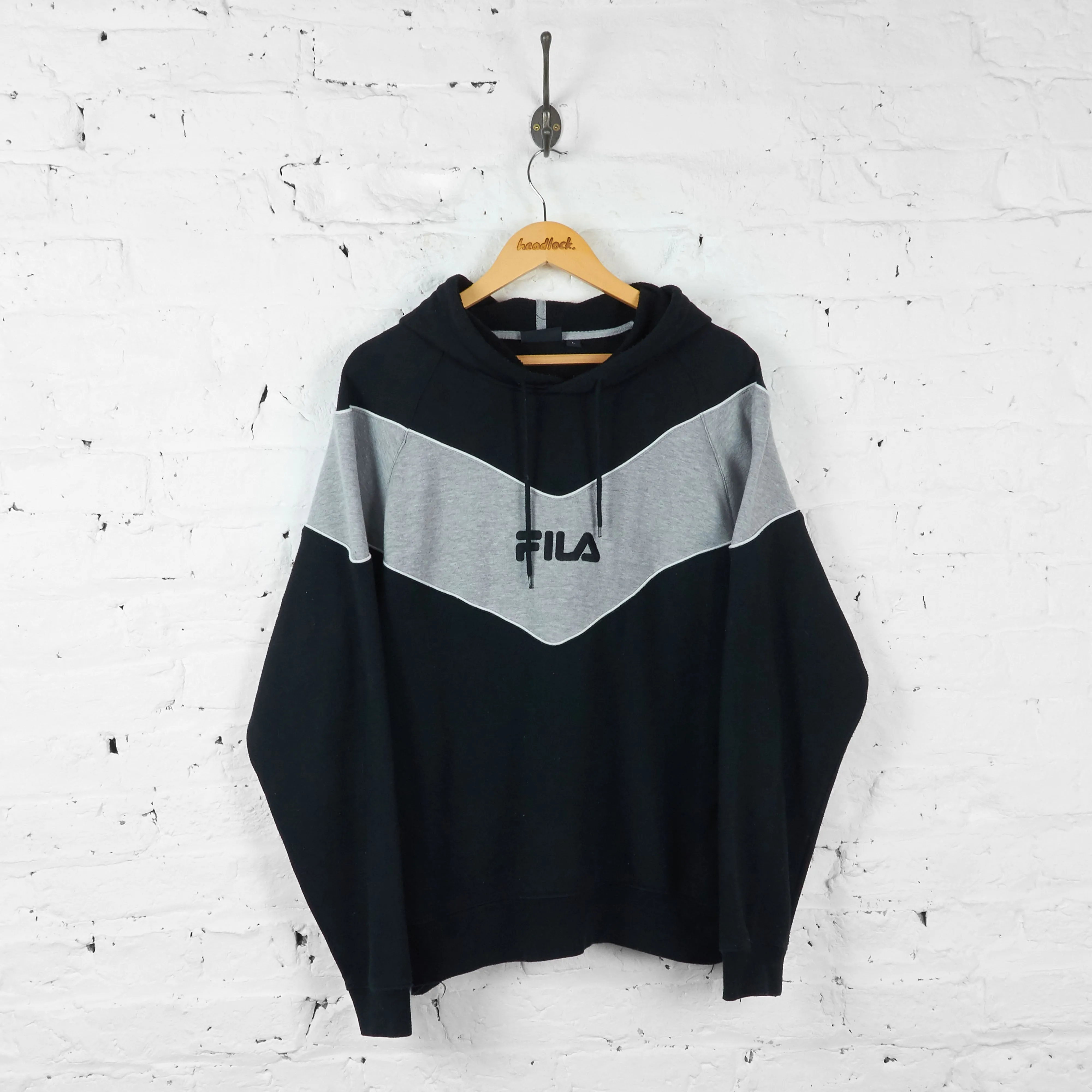 Vintage FILA Hoodie - Black/Grey - L