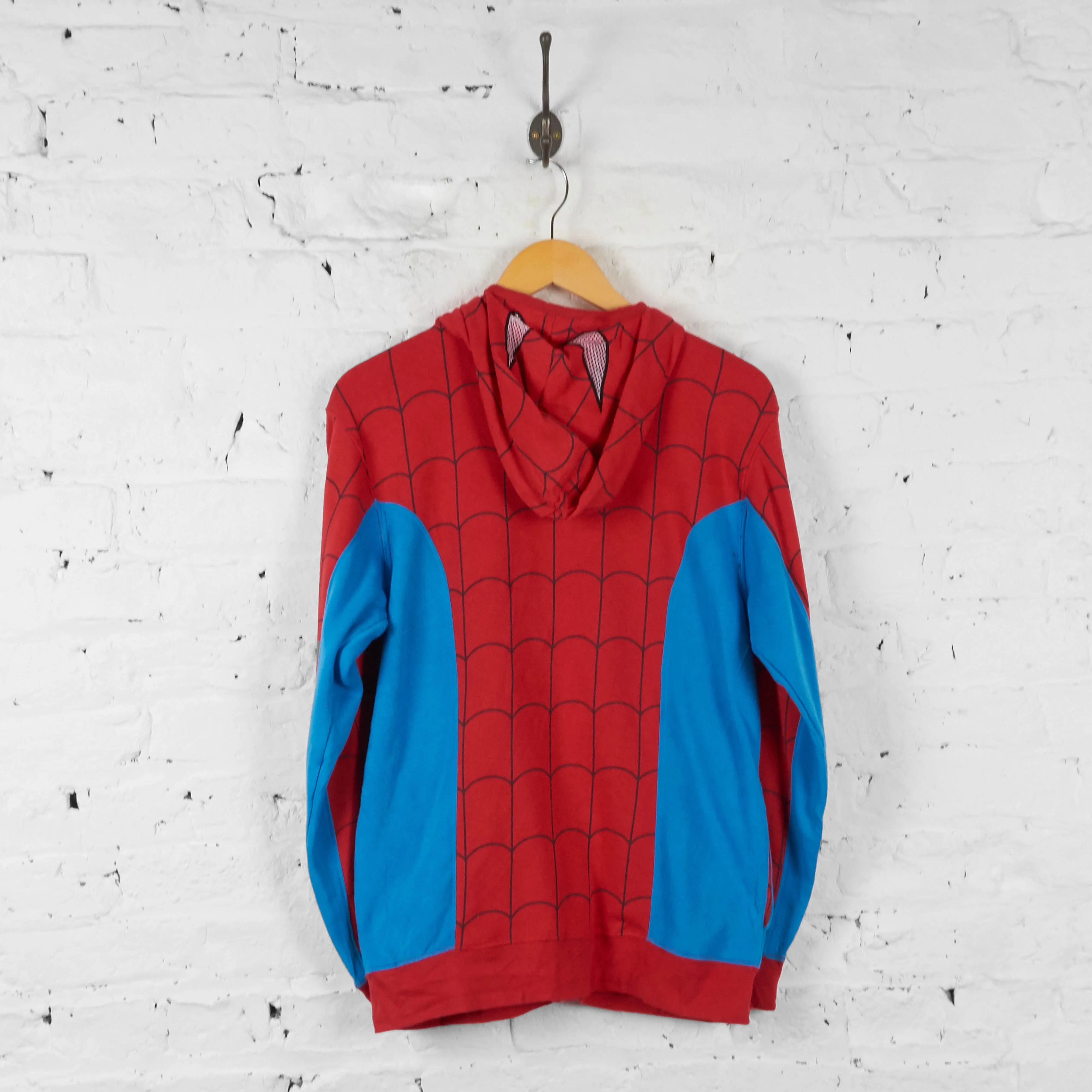 Vintage Marvel Spiderman Hoodie - Red/Blue - S