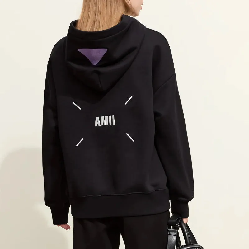 Vitality Hooded Color Patchwork Embroidery Casual Hoodie