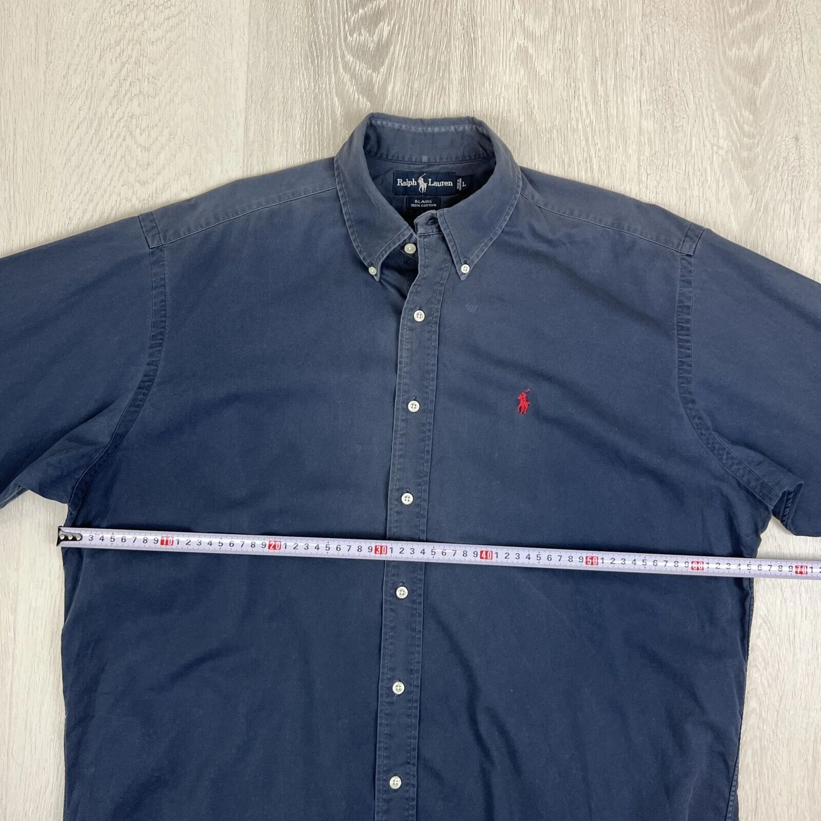 VTG Ralph Lauren Mens Navy Blue 'Blaire' Long Sleeve Button Up Shirt Size Large