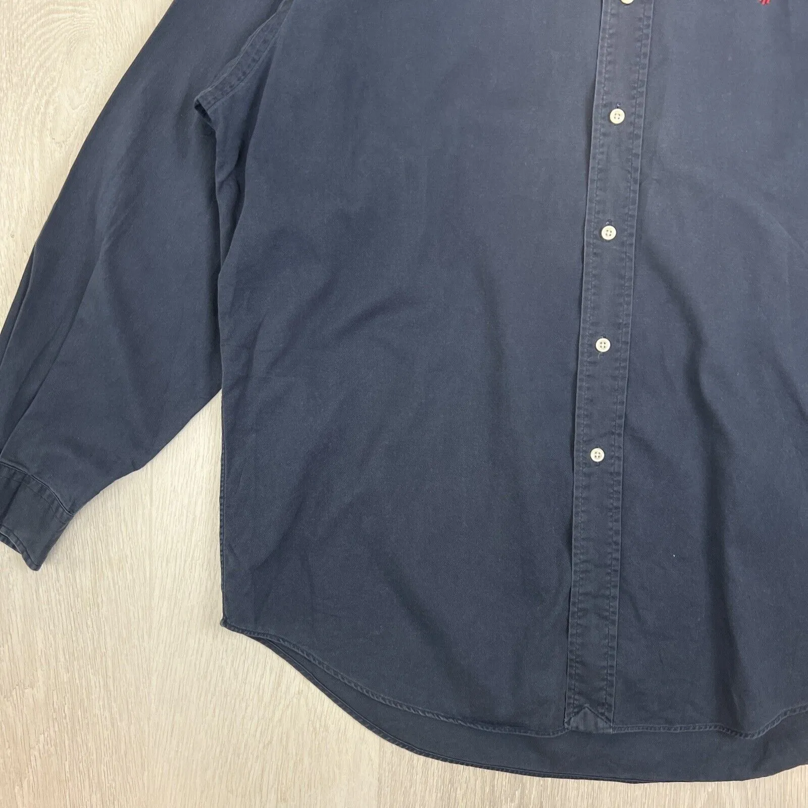 VTG Ralph Lauren Mens Navy Blue 'Blaire' Long Sleeve Button Up Shirt Size Large