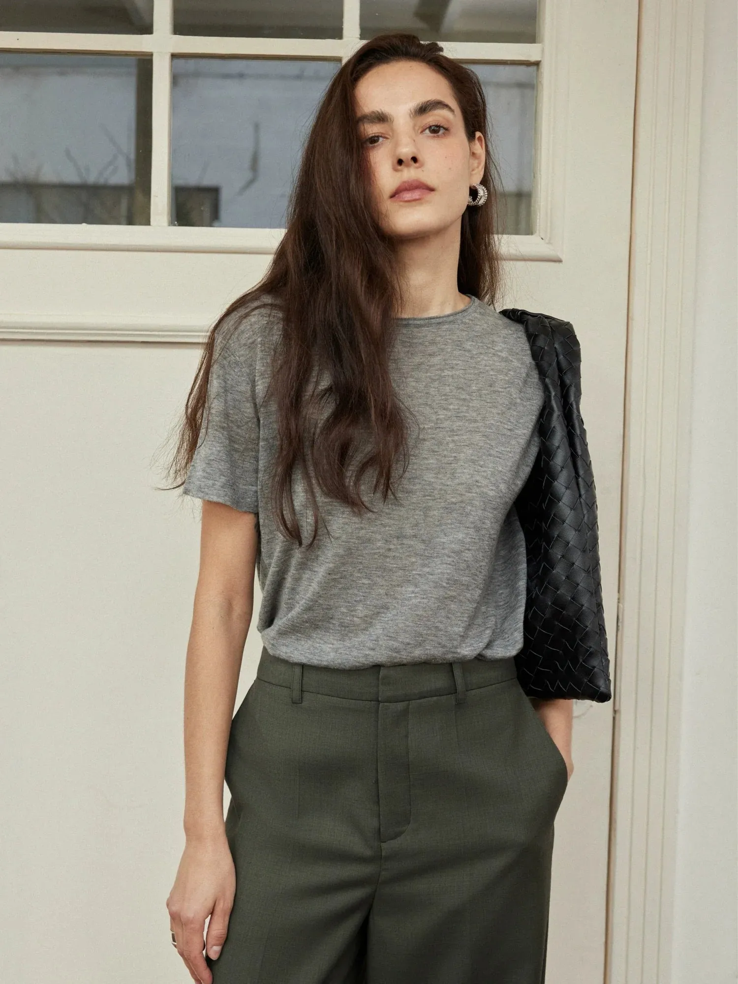 Water-Soluble Wool Short-Sleeve T-Shirt