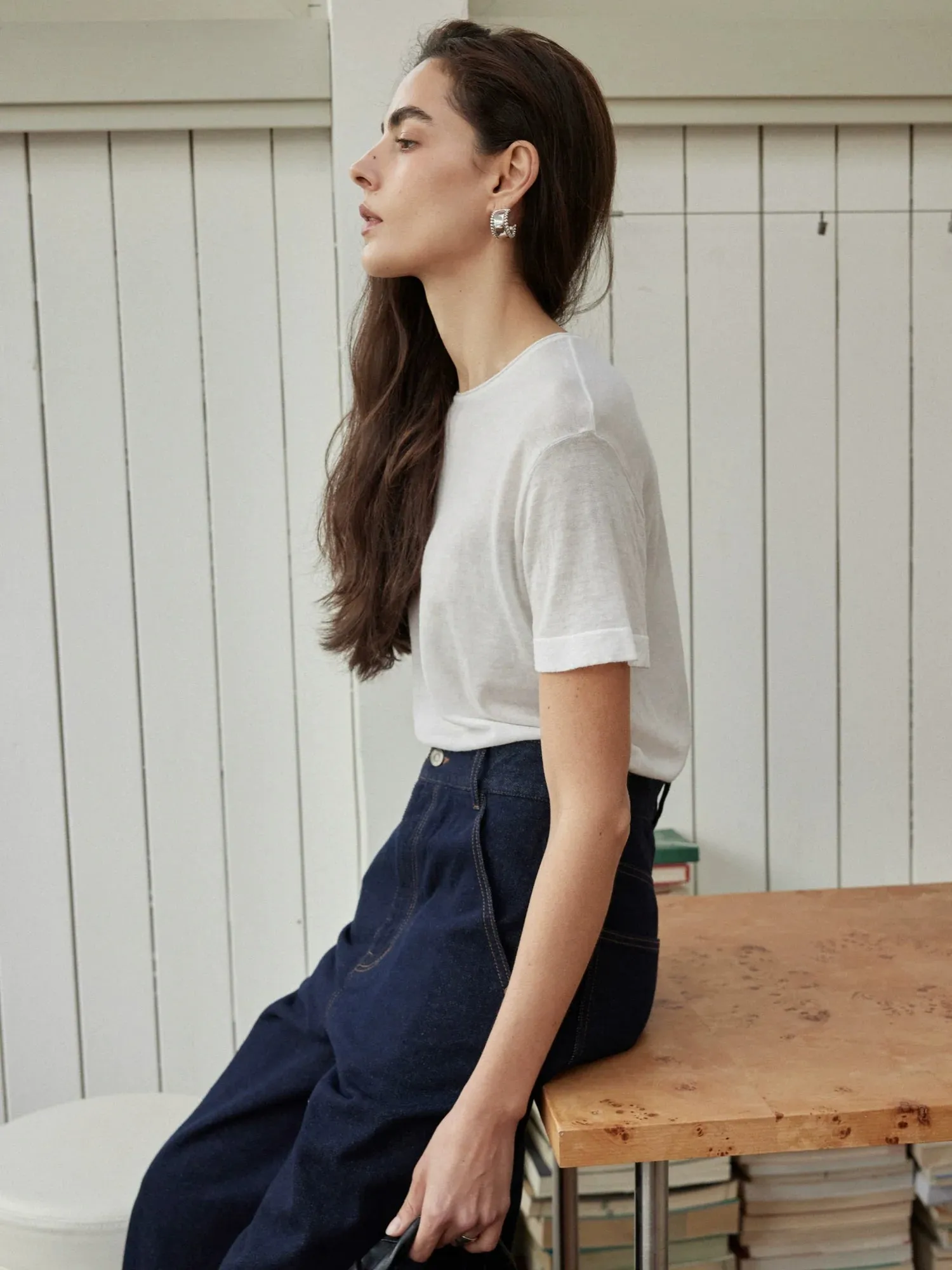 Water-Soluble Wool Short-Sleeve T-Shirt