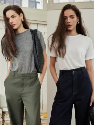 Water-Soluble Wool Short-Sleeve T-Shirt