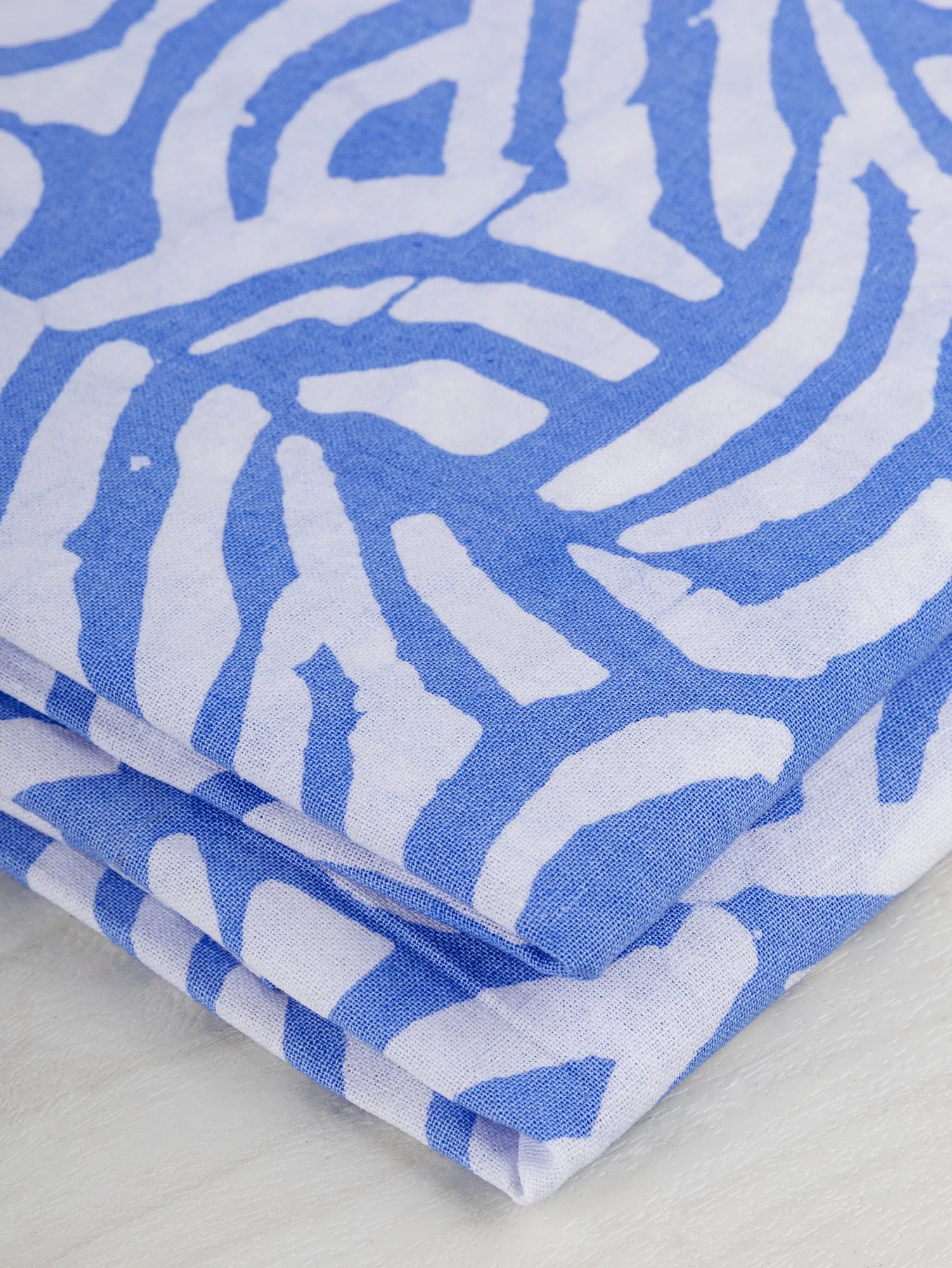 Wave Artisanal Cotton Batik - Light Blue   White - Swatch