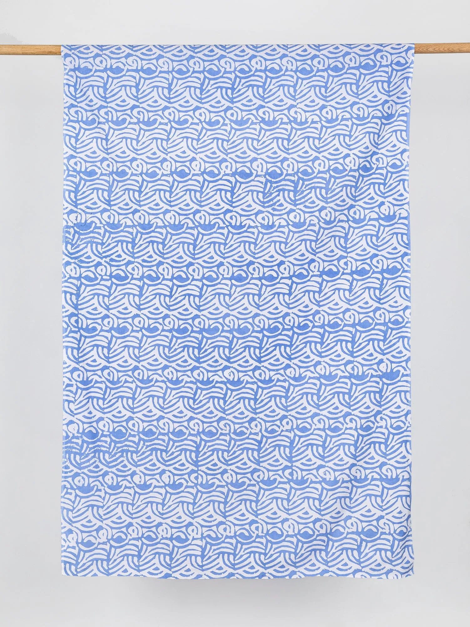 Wave Artisanal Cotton Batik - Light Blue   White - Swatch