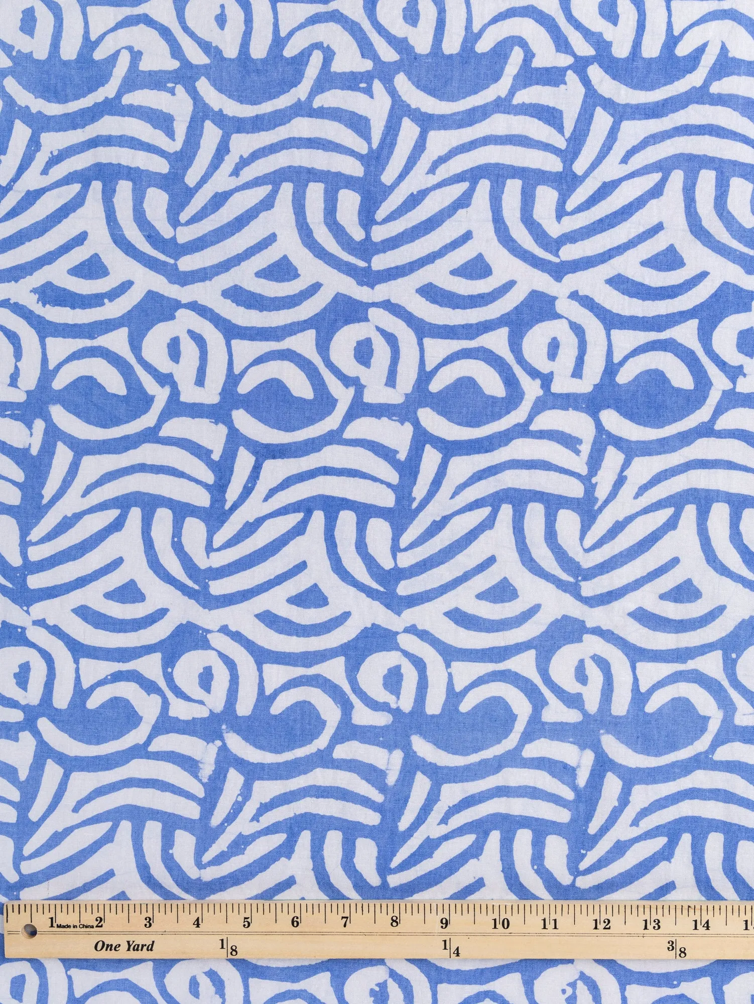 Wave Artisanal Cotton Batik - Light Blue   White - Swatch