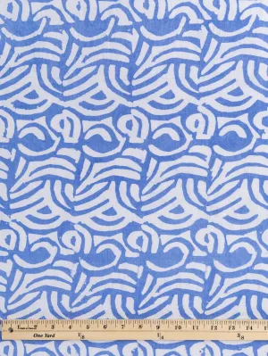 Wave Artisanal Cotton Batik - Light Blue   White - Swatch