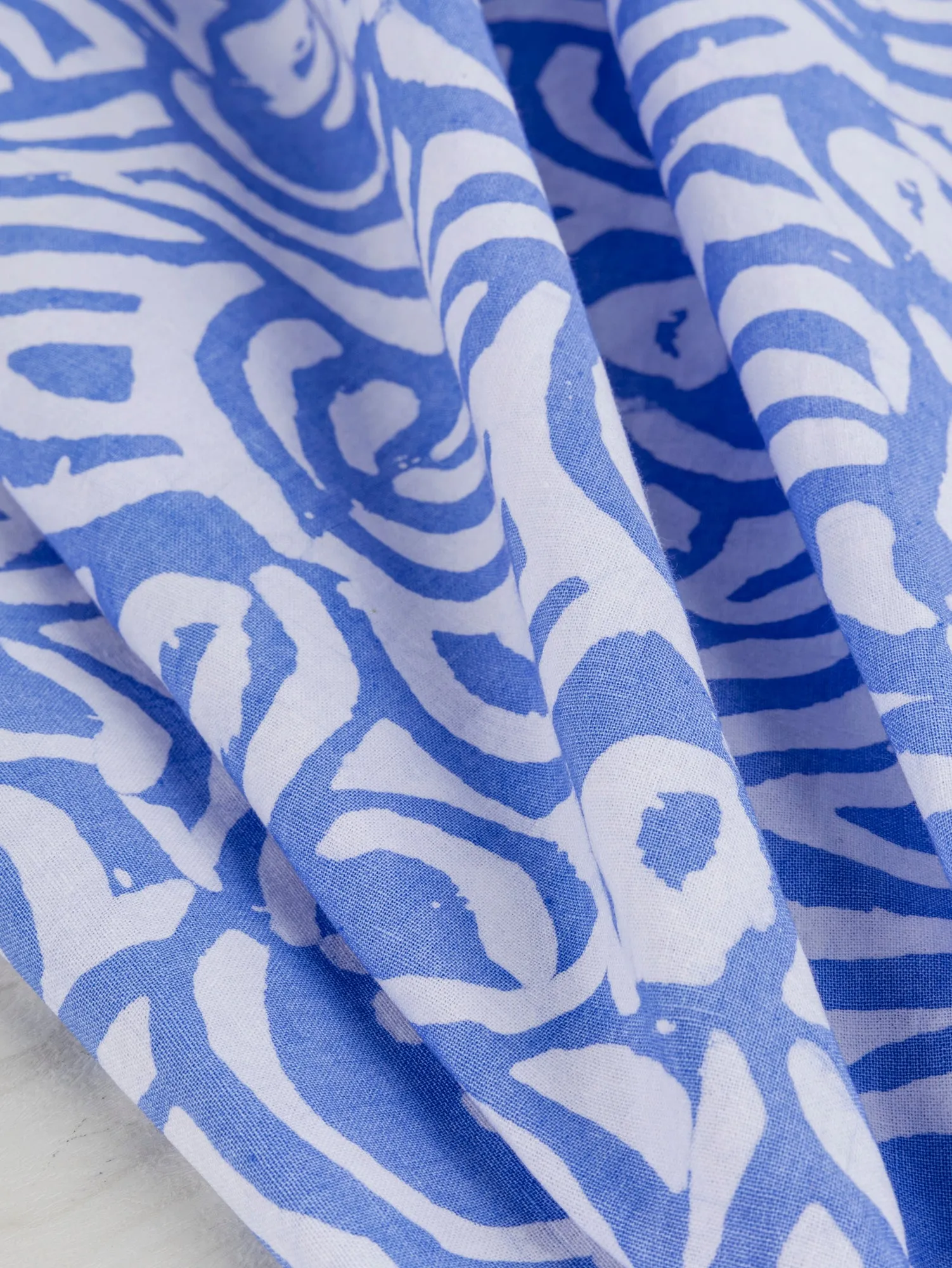 Wave Artisanal Cotton Batik - Light Blue   White - Swatch