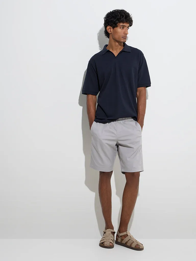 WES Casuals Navy Relaxed-Fit Cotton-Blend Polo T-Shirt