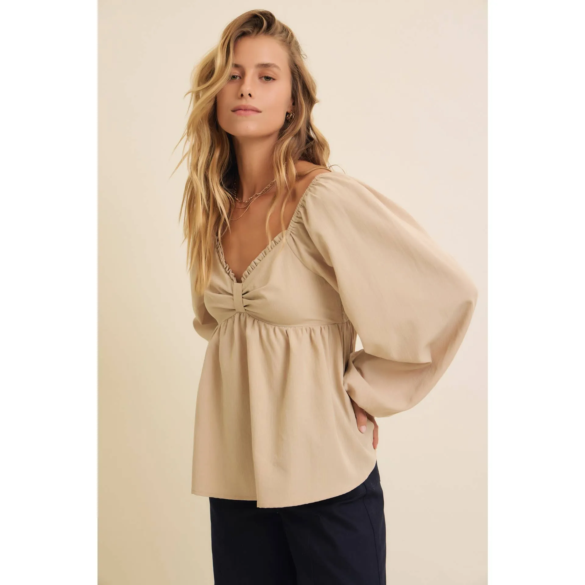 Whimsical Charm Bow-Front Babydoll Top