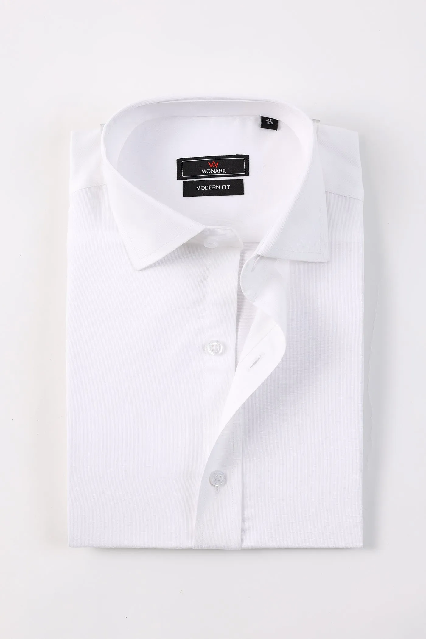 WHITE TEXTURED FORMAL SHIRT