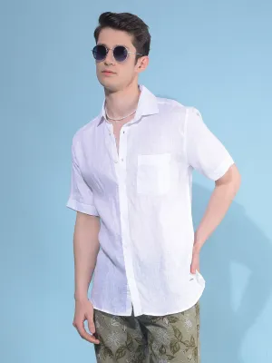 White Textured Linen Shirt
