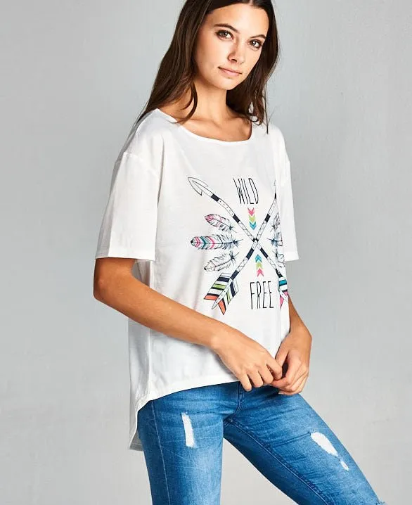 Wild and Free Feather and Arrow Tee