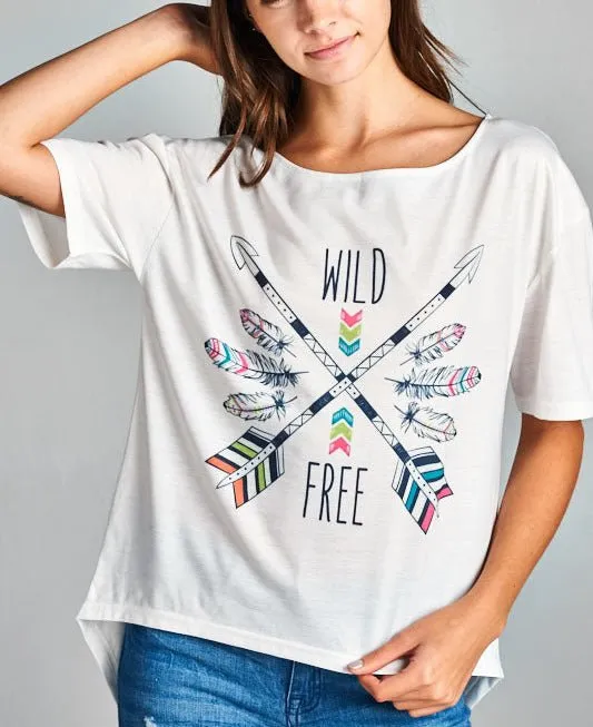 Wild and Free Feather and Arrow Tee