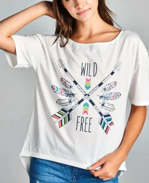 Wild and Free Feather and Arrow Tee
