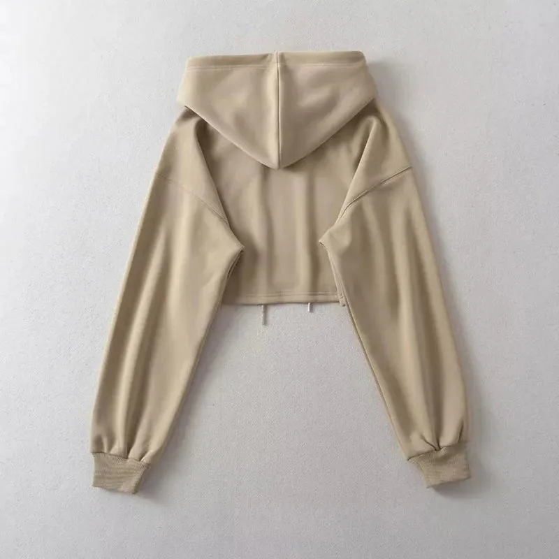 Women Crop Hoodie Long Sleeve