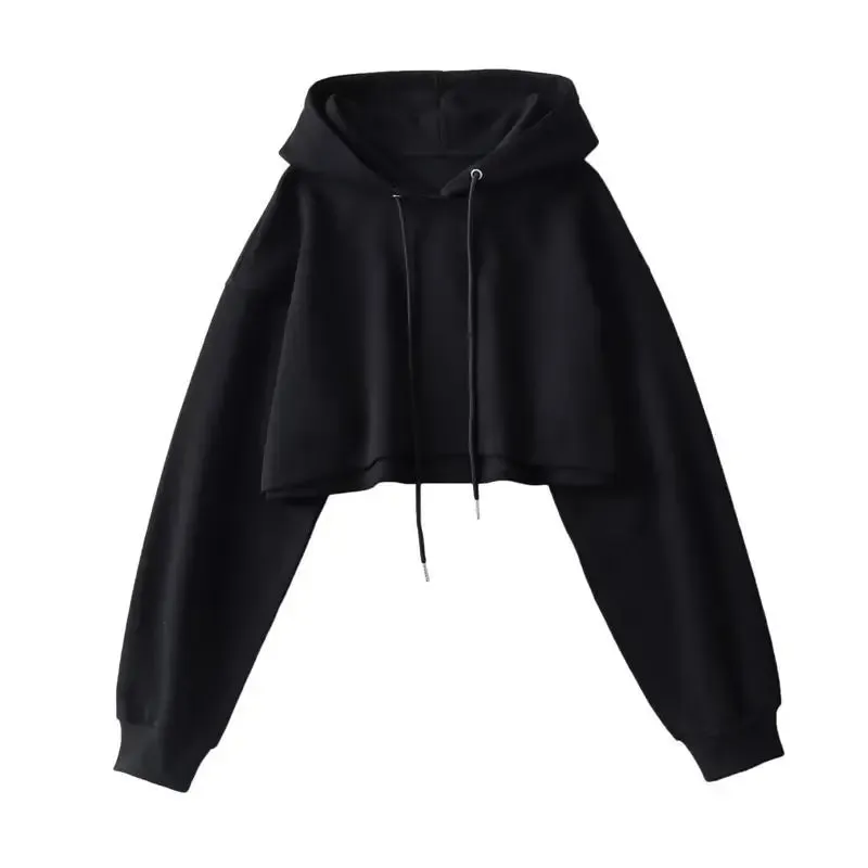 Women Crop Hoodie Long Sleeve