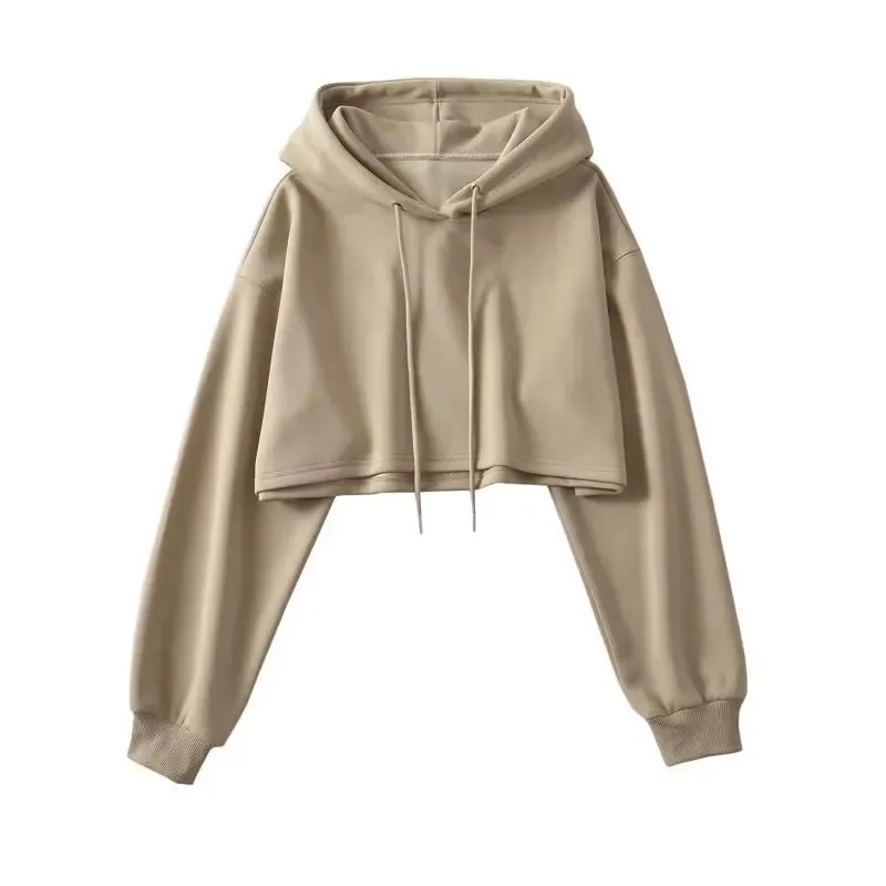 Women Crop Hoodie Long Sleeve