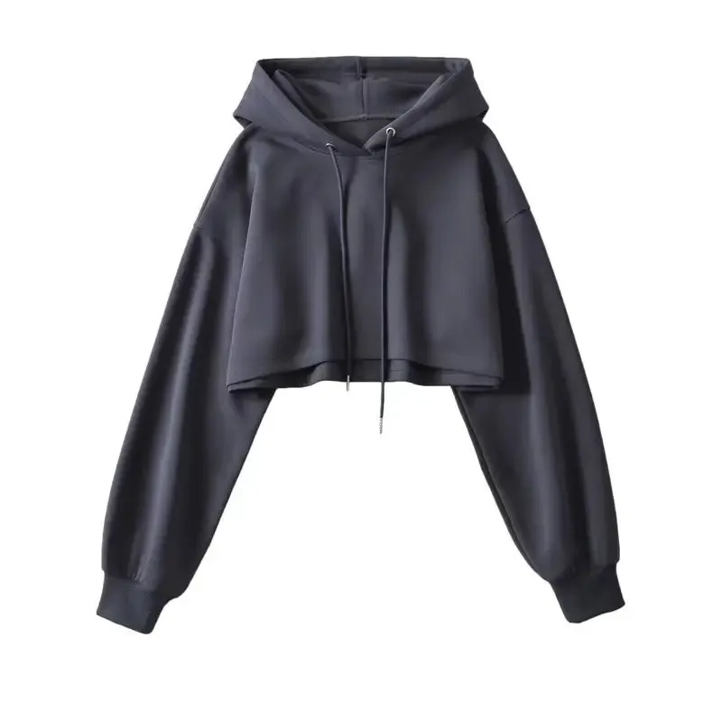 Women Crop Hoodie Long Sleeve