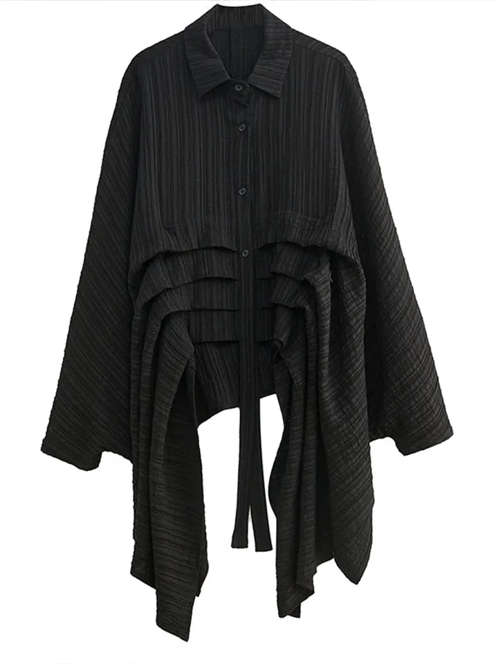 Women's Fashion Batwing Sleeve Irregular Hem Oversized Shirt