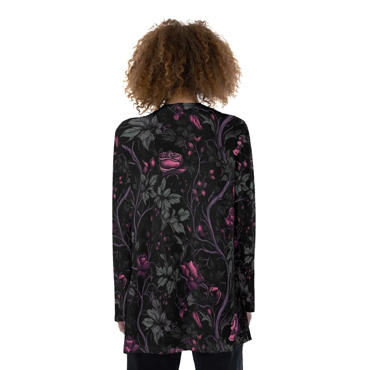 Women's Gothoc Pink Floral Patch Pocket Cardigan