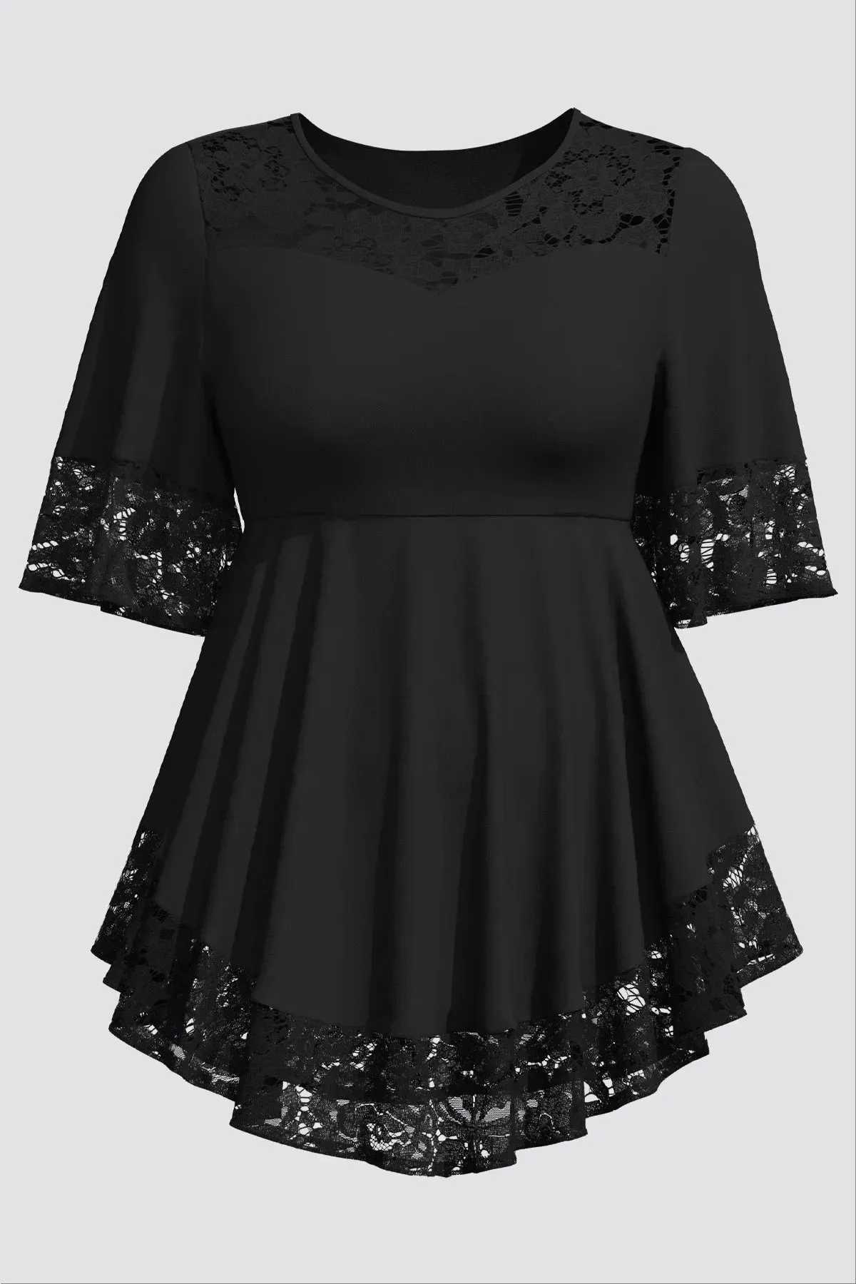 Women's Plus Size Lace Stitching Tee