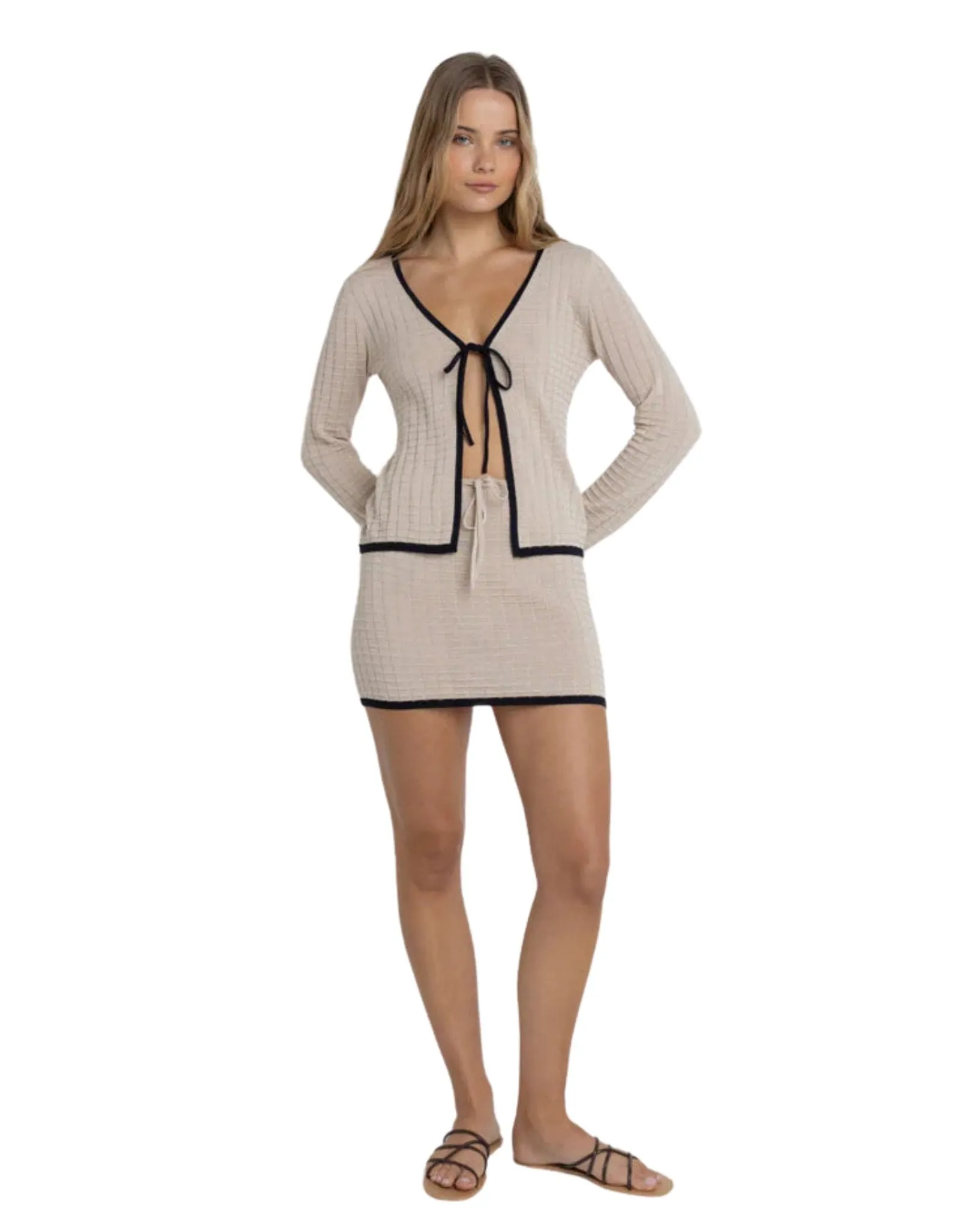 Womens Seaside Knit Mini Skirt - Oat