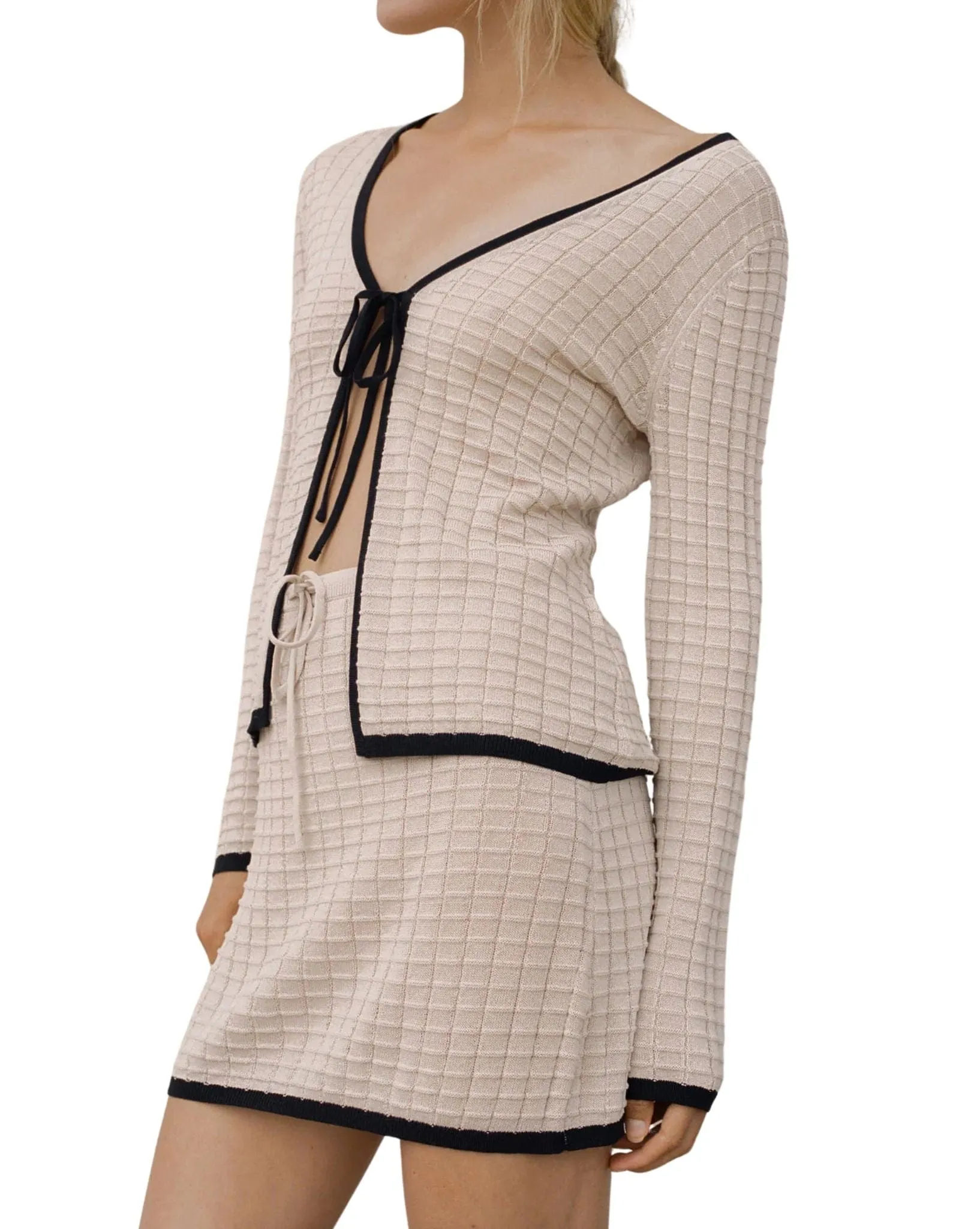 Womens Seaside Knit Mini Skirt - Oat