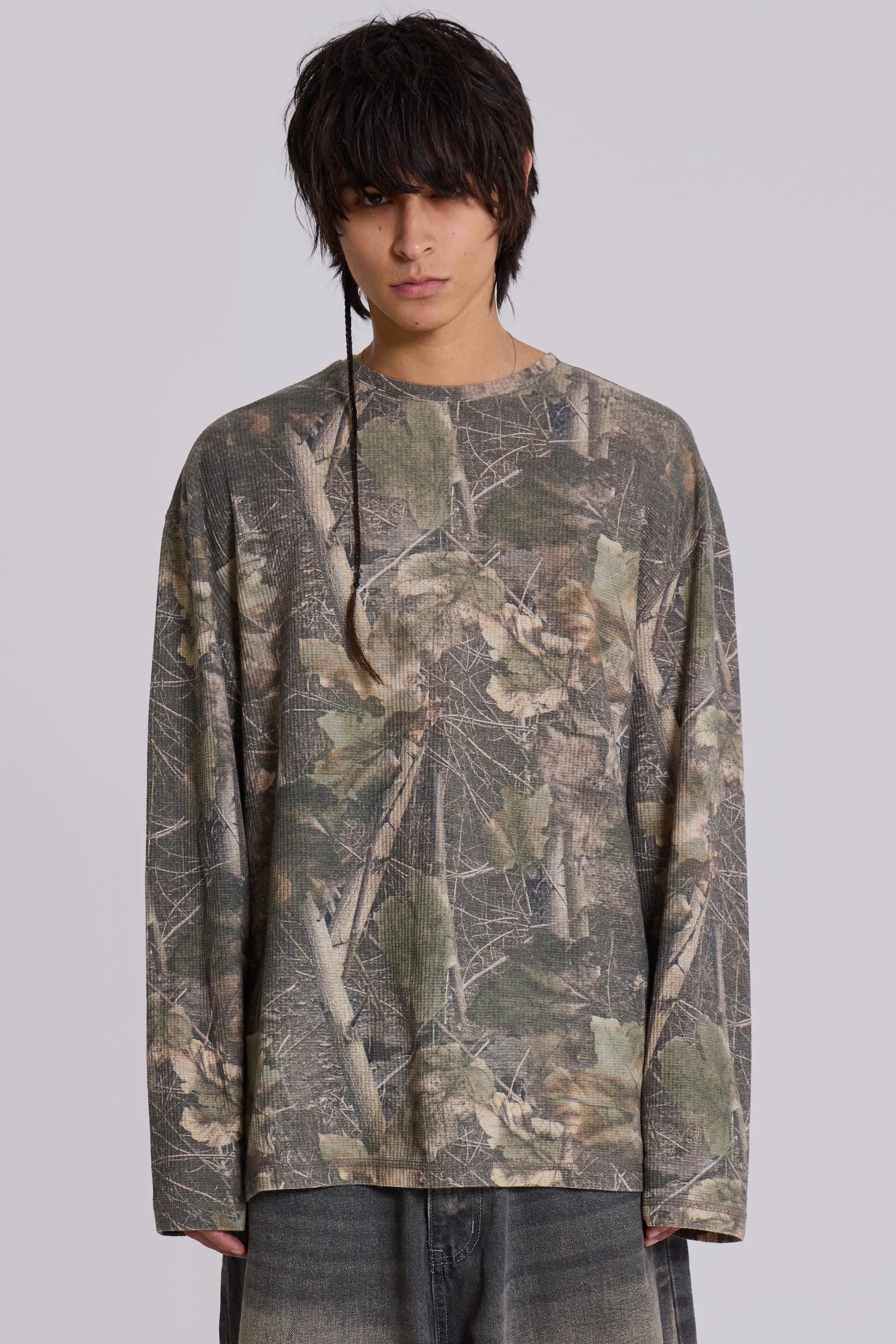Woodland Camo Waffle Long Sleeve Top