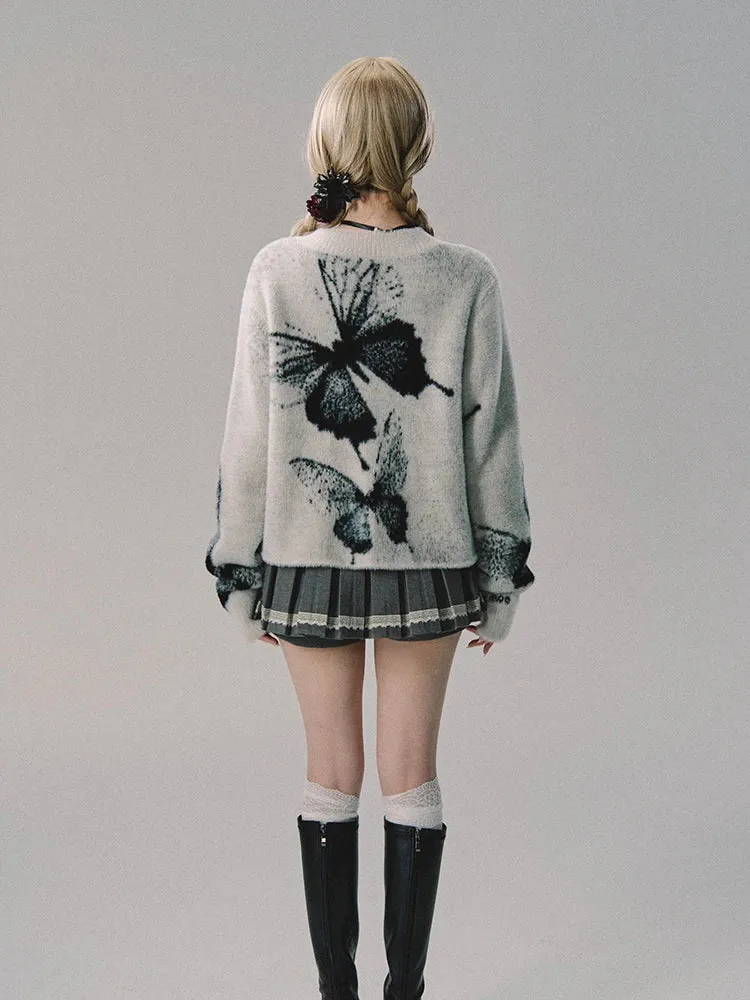 Y2K Butterfly Fluffy Cardigan