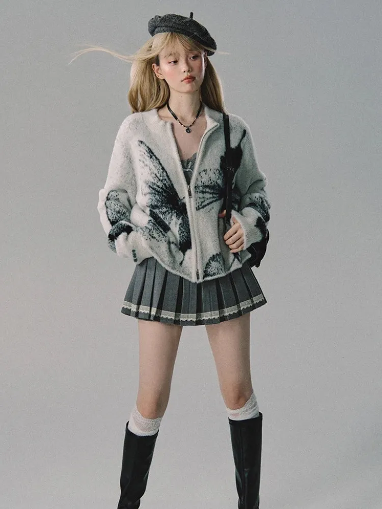 Y2K Butterfly Fluffy Cardigan