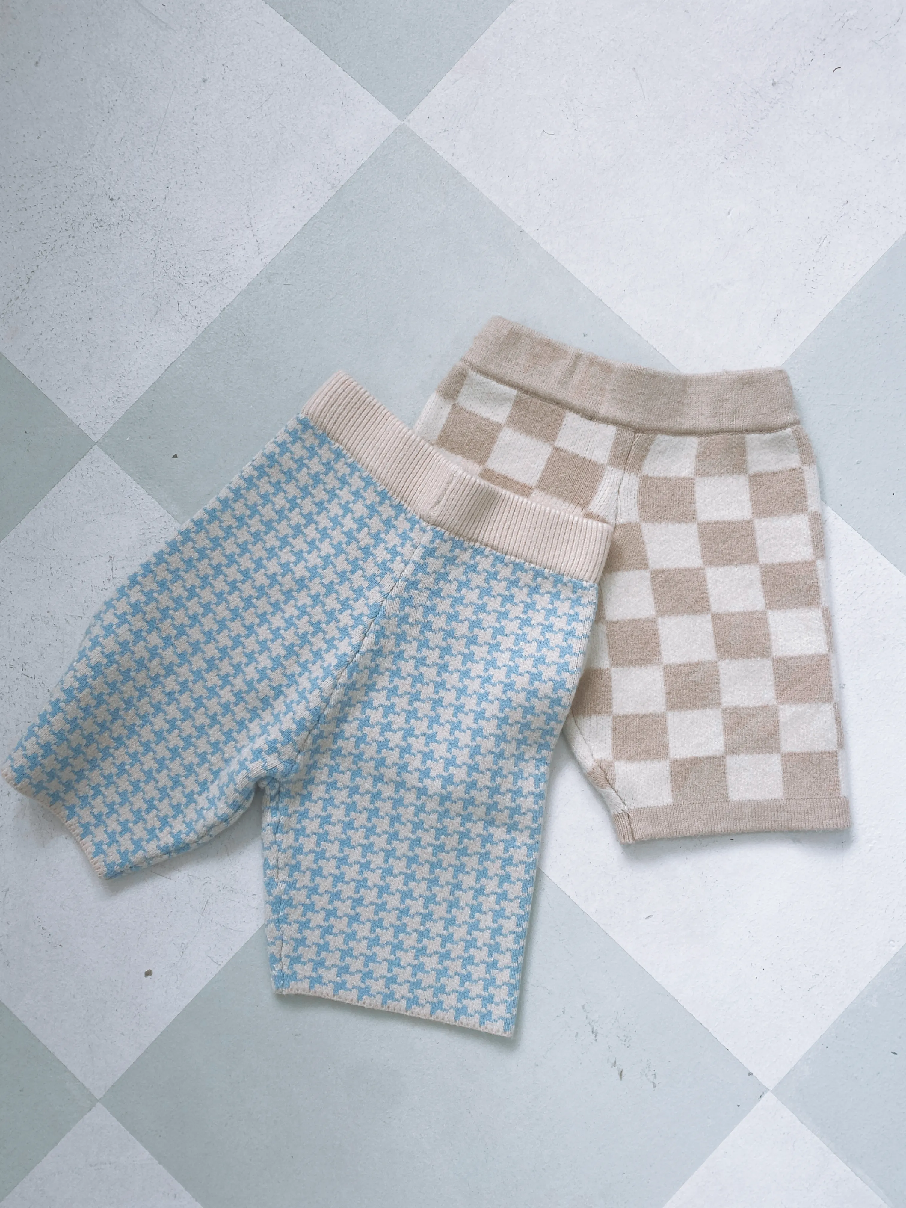Zoe Houndstooth  Shorts Blue